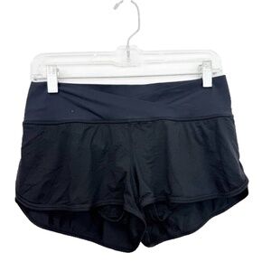Lululemon Womens Black Crossover Front Mesh Brief Lined Short Size 6
